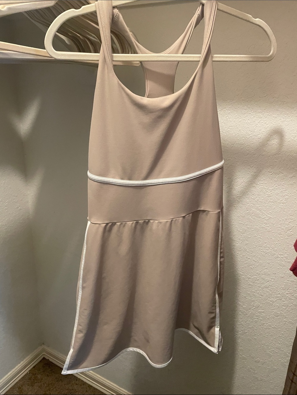 Old Navy Taupe Racerback Romper with White Trim